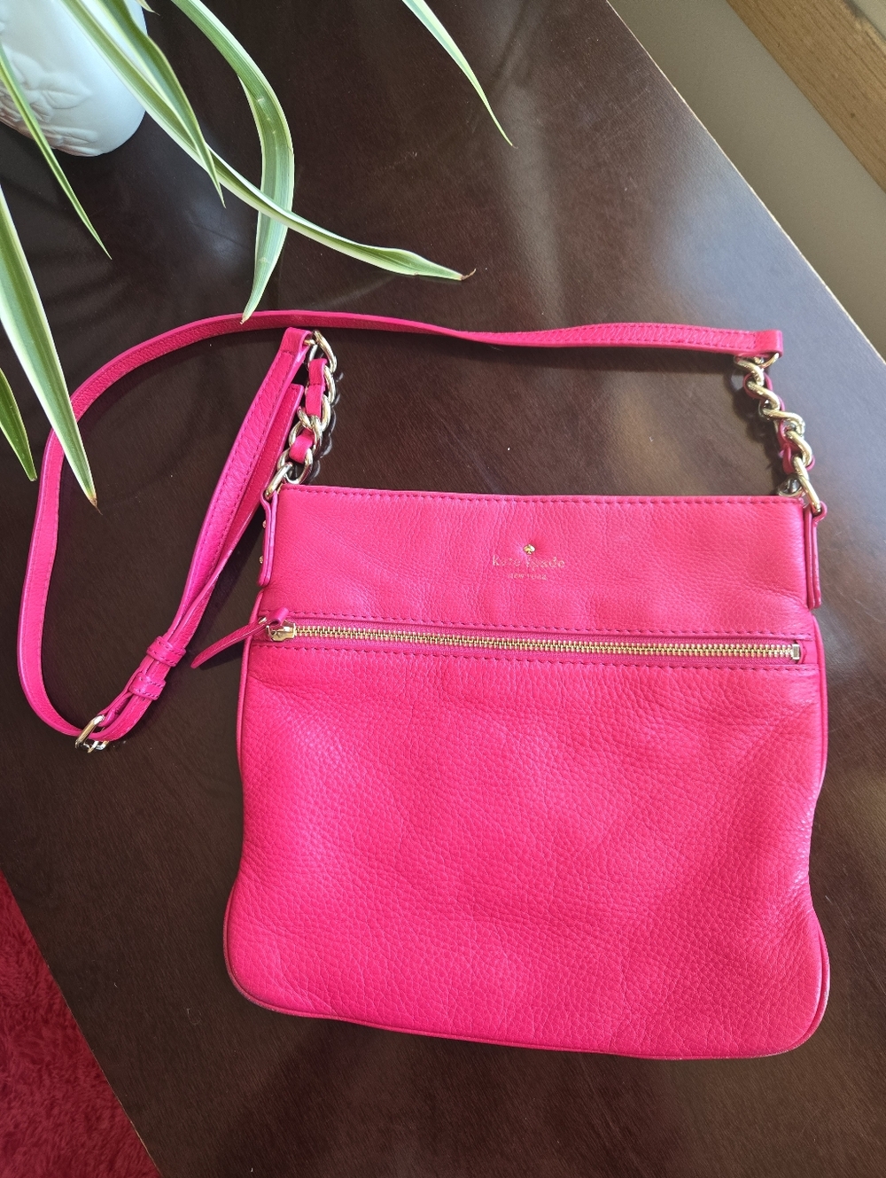 ✨ Kate Spade Hot Pink Crossbody ✨ Barbiecore Pebbled Leather 🎀 - Picture 3 of 15
